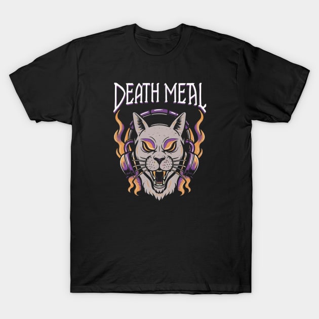 Death Metal Satanic Baphomet Cat T-Shirt by Aldrvnd